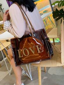 حقيبة كتف وحقيبة متقاطعة ذات سعة كبيرة من الجيلي الشفاف الإصدار الكوري الجديد 2025