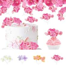 10 piezas de decoraciones para pasteles con flores artificiales - Tóper para pastel de cumpleaños feliz, decoraciones para pasteles de boda, compromiso, baby shower, cumpleaños, cupcakes, aniversario y fiestas