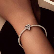 WOSTU 1 Stück 925 Sterling Silber Keltischer Knoten Herz-förmiger Charm, Glücksbringer Keltischer Knoten Perlen, geeignet für DIY Armbänder, vintage Charms Edel-Schmuck