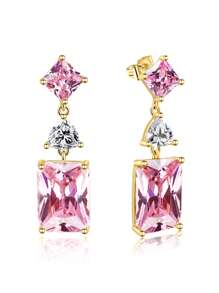 1 para eleganckich kwadratowych kolczyków z kryształkami lodu z cyrkonii z miedzi, odpowiednich dla kobiet, pasujących do codziennych strojów, na imprezę, wesele, wysokiej jakości akcesoria jubilerskie, walentynki, prezent świąteczny