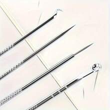 Four-Piece Exquisite Comedone Extractor Set - Practical Beauty And Makeup Tool For Facial Beauty, Acne Removal And Acne Elimination, Blackhead Comedone Extractor.