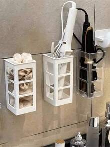 1 pieza Soporte de almacenamiento simple para rizador, Estante de pared para secador de pelo de baño, Caja de almacenamiento colgante de plástico, Estante de almacenamiento de herramientas de belleza de fácil acceso, Soporte de pared para peine, plancha de baño y cocina con bolsa de pegamento sin rastro, Decoración de habitación, Bolsas, Neceser de maquillaje, Tocador, Viaje, Neceser de maquillaje, Artículos de viaje esenciales, Organizador, Almacenamiento, Artículos de viaje esenciales, Organizador de maquillaje, Bolsas de maquillaje, Organizador de maquillaje, Organizador, Neceser de aseo, Organizador de escritorio, Bolsa de cosméticos, Bolsa de maquillaje, Organizador de maquillaje, Accesorios de tocador, Bolsa de maquillaje, Bolsas de maquillaje, Joyero, Bolsa, Soporte para brochas de maquillaje, Soporte para brochas, Organizador de perfumes, Bolsa