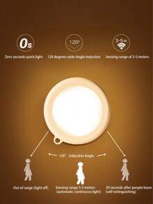 1pc Motion Sensor Round Wall Light, Plastic Material, Warm/White Light, Body Sensor Lamp, Long Cabinet Light, Closet Light, Corridor, Cabinet, Sensor Light, Powered By 3 AAA Batteries (Batteries Not Included) - Multicolor - View 2