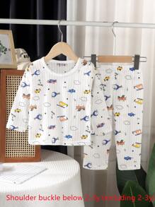Kinder leichte Langarm Baumwoll Pyjama-Set, Kinderschlafanzug, Sommer