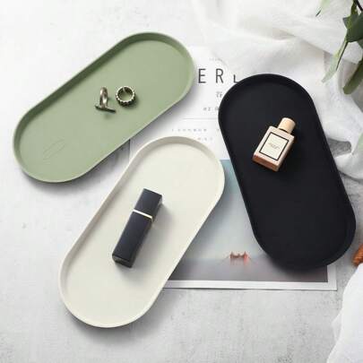 1pc Silicone Oval Shaped Tray, High-End Jewelry Collection Organizer, Cosmetics Storage Dish With Large Capacity Sun Travel Cool Back To School
