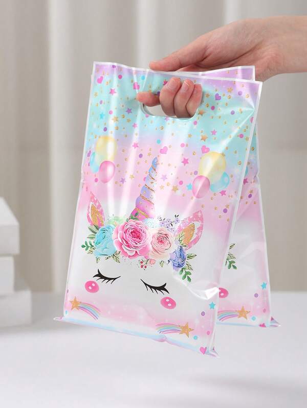 50 piezas de bolsas de regalo con diseño de unicornio rosa, bolsas de embalaje para fiesta de cumpleaños de unicornio rosa, bolsas de embalaje para fiesta de boda, decoración de fiesta de baby shower con unicornio rosa, recordatorios de fiesta