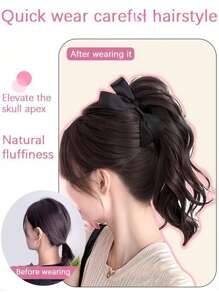 蝴蝶结发爪夹、蓬松卷曲高马尾发卷、编织发髻发型配件 - 彩色 - 查看 2