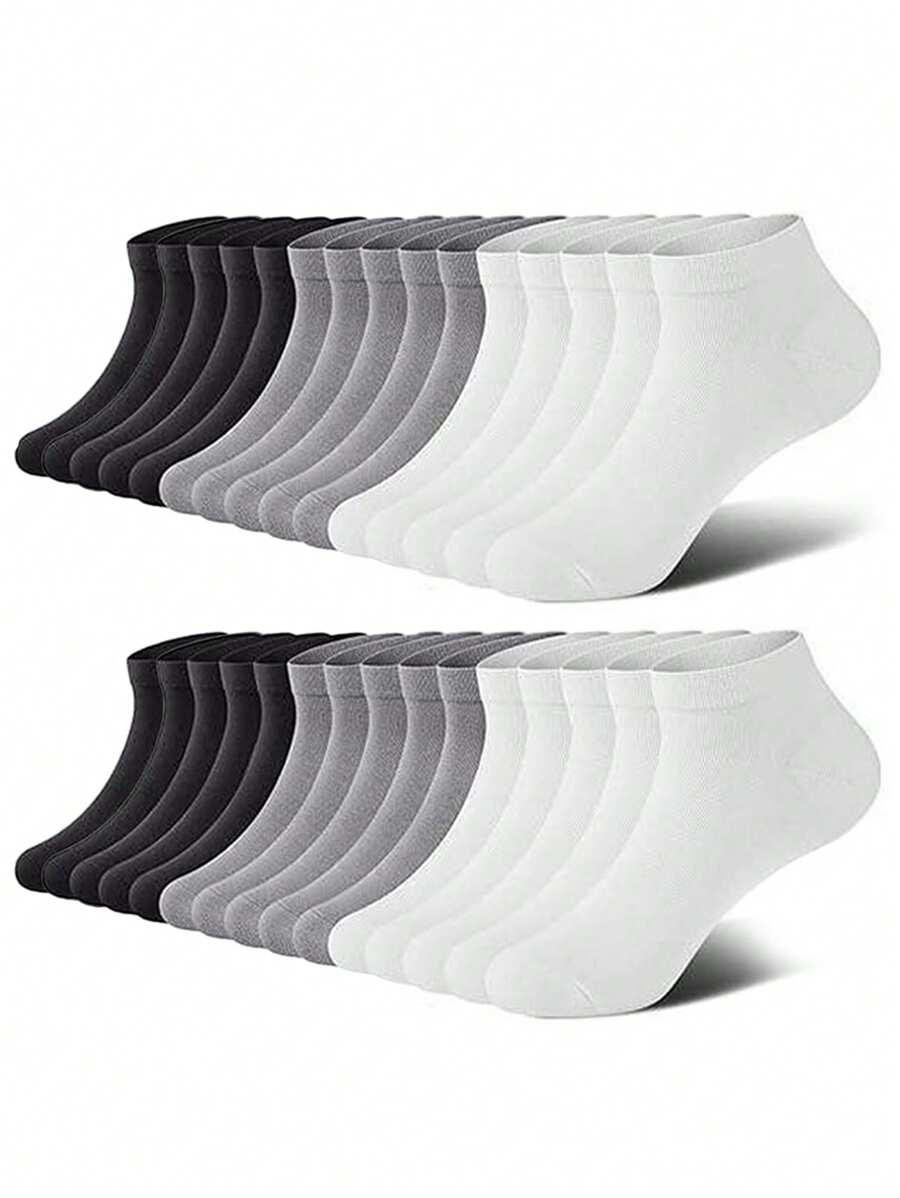 1/5/10/30 Pairs Men's Solid Color Simple Sports Style Ankle Socks