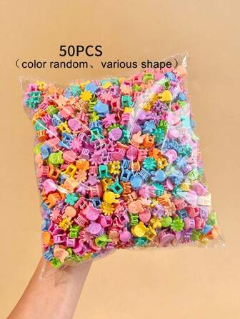 20pcs/50pcs/100pcs Mixed Cartoon Mini Hair Claws - Assorted Colors, Cute Cartoon Mini Hair Clips For Girls, Fashion Accessories