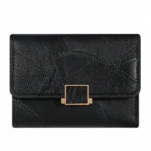 PAYOFFLAI Nieuwe modieuze korte stijl Koreaanse minimalistische frisse drievoudige drukknoopsluiting portemonnee retro kaarthouder dames tas portemonnee portemonnee portemonnee mini portemonnee kleine portemonnee