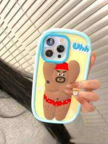 Abstract Funny Cartoon "Overweight Uncle" Pattern Soft Silicone Protective Phone Case Compatible With IPhone 16 Pro Max, 15, 14 Pro, 13 Pro, 12, Couple Style, Shockproof