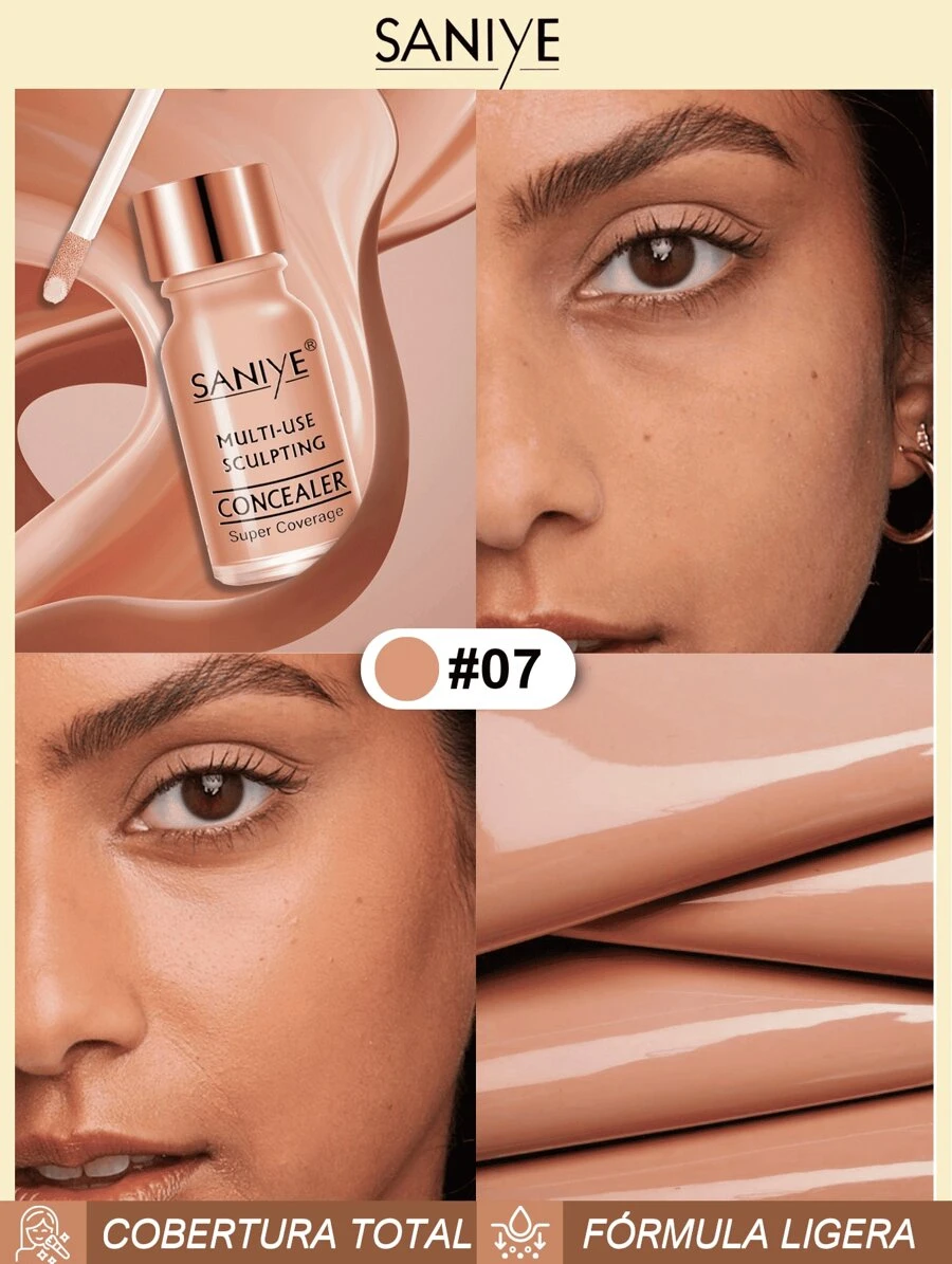 SANIYE corrector líquido R1186 De Textura Ligera A Prueba De Sudor ,Corrector De Imperfecciones - 07 - Ver 1