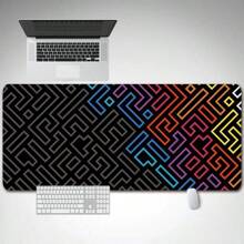 120 X 60 厘米厚鼠标垫，带缝合边缘，彩色桌垫 - 防滑橡胶底座，3 毫米厚度 - 黑色 - 查看 1