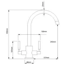 Kitchen Sink Mixer Tap Brushed Nickel Twin Lever Swivel Spout Faucet - Silver - View 6