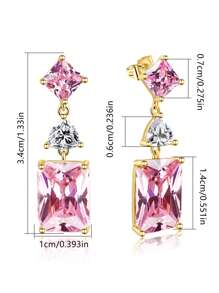 1 para eleganckich kwadratowych kolczyków z kryształkami lodu z cyrkonii z miedzi, odpowiednich dla kobiet, pasujących do codziennych strojów, na imprezę, wesele, wysokiej jakości akcesoria jubilerskie, walentynki, prezent świąteczny