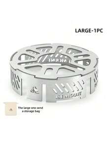 1pc Outdoor Stove Wind Guard With Large Surface Area, Available In Small/Large Size, Compatible With 3/4-Prong Burners, Stainless Steel Mini Portable Stove Ring