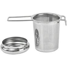 304 Stainless Steel Tea Drain With Lid Tea Strainer Collapsible Double Handle Tea Strainer With Lid Tea Brewer - Silver - View 1