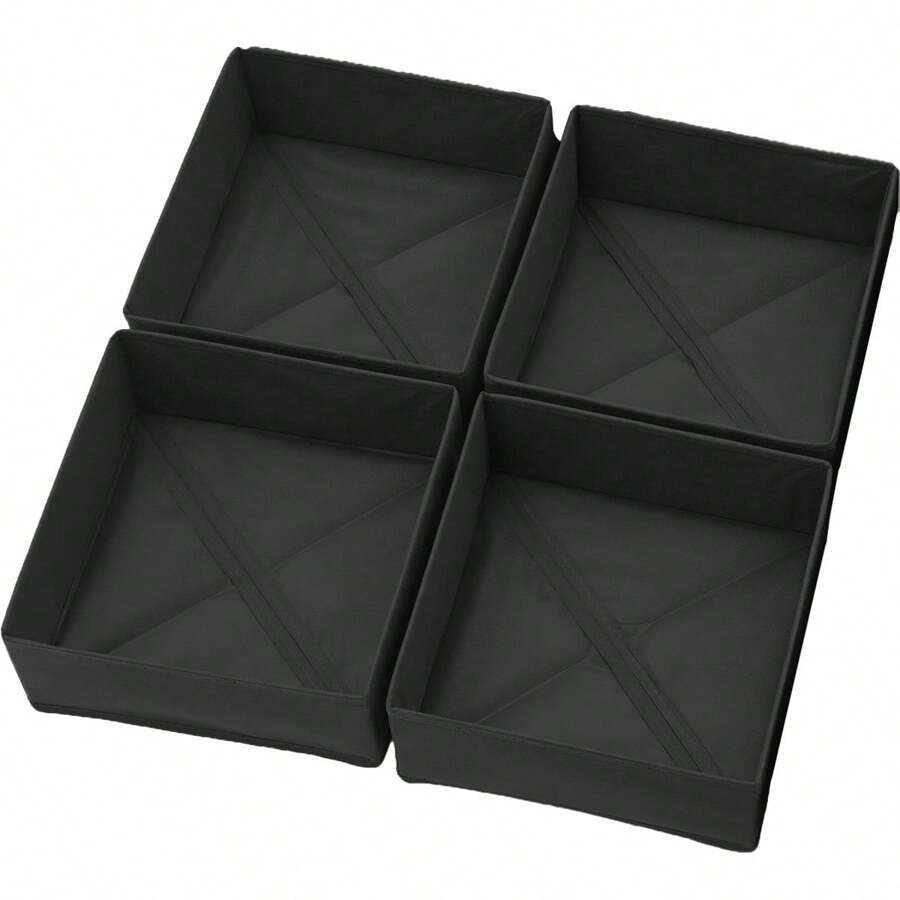 1/4 Packs Foldable Cloth Storage Box Closet Dresser Drawer Organizer Fabric Baskets Bins Containers Divider For Clothes Underwear Bras Socks Clothing - Black - View 1