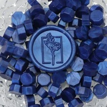 100pcs/Bag Blue Wax Sealing Beads, Octagonal Shape, Used For Envelope Seals, Wedding Invitations, Gift Packaging
