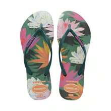 Havaianas Women's Slim Summer Slip On Sandals |  | Women Flat Sandals - Pantanal Green - View 1
