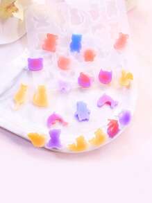 1pc Silicone Resin Earring Casting Mold, Multi Shape Earring Casting Mold, Snowflake Star Teddy Bear - Mold For Epoxy Resin Jewelry Styling - White - View 5