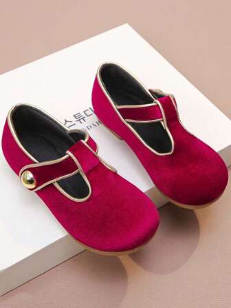 1 Par de Zapatos Planos de Terciopelo para Niñas, Zapatos de Princesa Cómodos para Demostraciones de Moda Primaveral/Actuaciones