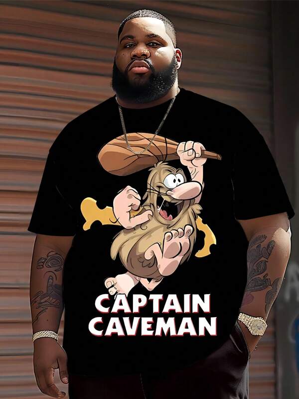 T-shirt homme à motif de personnage de dessin animé | Top à encolure ronde avec impression 3D stéréoscopique | Polyester élastique et respirant | Style casual et sportif | Coupe ample et décontractée | Porté au quotidien et en fête