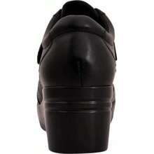 Zapato Tenis de Piel Negro con Plataforma y Horma Redonda - Negro - Ver 3