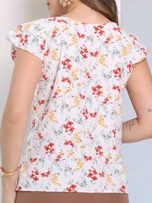 Women's Crepe Blouse With Beautiful Floral Print - White - View 4