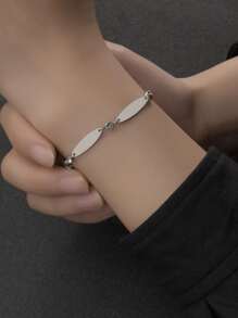 1PC Fashionable Simple Personalized Customized Bracelet For Women Stainless Steel Waterproof Round Plate Zirconia Family Jewelry Accessories Gifts