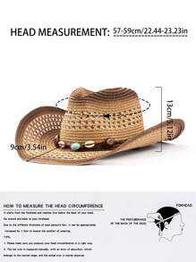 1 pieza Sombrero de paja tipo Panamá casual y bohemio con bloques de color, protección UV y a prueba de viento, versátil para hombres y mujeres, para todas las estaciones