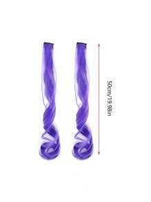 2pcs Kid's Elegant Long Curl Wigs, Dyed Color Clip-In Synthetic Hair Extensions, Complete Wig For Girls, Suitable For All Hairstyles, Perfect For Daily Use And Parties