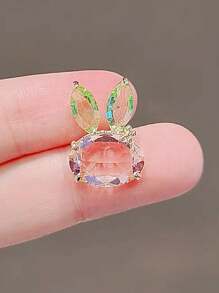 1 件时尚可爱复活节兔子胸针，适合女性日常佩戴，复活节礼物 - 粉色 - 查看 2