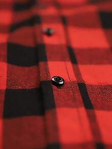 Men's Red & Black Plaid Shirt, Fashion Long Sleeve Casual Gentleman Checkered Shirt - Red - View 2