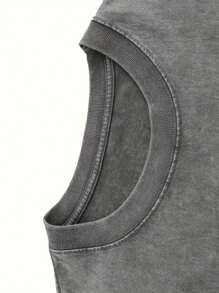 Cross, Letter Printing, Jesus, Religious Belief, God, 230 Grams Of Wax Printed Double-Sided Short-Sleeved T-Shirt, Retro Washing, 100% Cotton, Comfortable Loose Short-Sleeved T-Shirt Selected Summer Clothing. - 灰色 - 查看 4