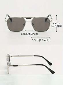 Gafas de moda con puente doble y parte superior plana cuadrada, con montura de metal, accesorios unisex para deportes al aire libre, fiestas, vacaciones, viajes, conducción, pesca y fotografía