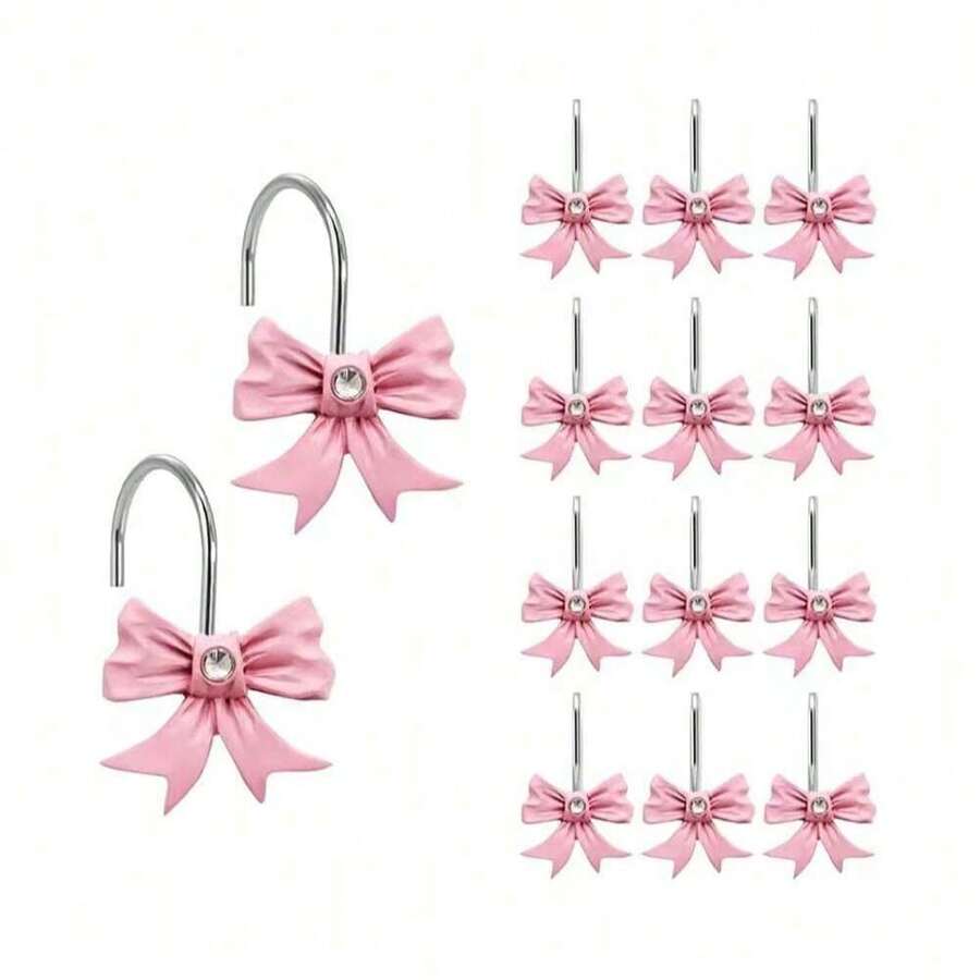 12 piezas Ganchos para cortina de baño de arco de resina rosa para el Día de San Valentín, ganchos de cortina de baño de metal resistente a la oxidación, decoración de baño, flores para el Día de la Madre, regalos personalizados para mamá, regalos de última hora, ideas para el Día de la Madre, regalos para el Domingo de la Madre, tarjetas hechas a mano para mamá, los mejores regalos para el Día de la Madre por menos de $50, accesorios de baño para decoración de otoño, de vuelta a la escuela