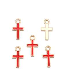 30 peças Minimalista Forma Cruz DIY Gota de Óleo Liga de Zinco Jóias Pingente Colar Roupas Chaveiro Charme, 8*15.5mm W397