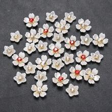 30pcs Acrylic Shiny Red Rhinestone Faux Pearl Flat Back Flower Beads For Jewelry Making Decorative Clothes Craft DIY Jewelry Handcraft Sewing - Five-petal Flower With Diamond Patch - View 8