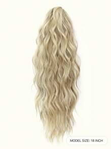 18" Ponytail Extension Claw Long Multi Layered Hair Fluffy Thick Water Wave Hair Jaw Clip In Fake Pony Tails Fake Hair Soft Natural Looking Synthetic Hairpiece For Women Bleach Blonde With Brown Highlights Hair Extensions - 金色 - 查看 2