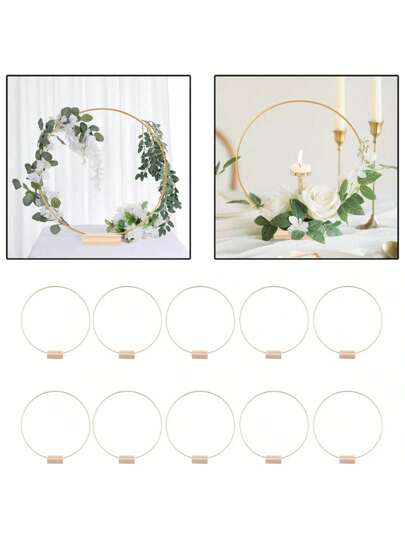 10 sets Anillo de guirnalda metálica de 30 cm, mejor regalo para decoración de bodas y fiestas