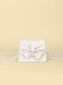 1pc Children Girl Princess Pearl Chain Bow Decor Mini Shoulder Crossbody Bag - Crossbody Bags - View 3