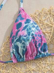 Women's Cute & Sexy Leopard Print Two Pieces Swimwear Bikini Set, All-Match Versatile Style, Fitting & Slimming, For Summer Beach, Daily Wear, Birthday Party, Vacation - Multicolor - View 4