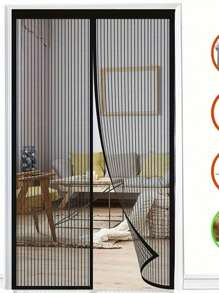 Magnetic Door Panel, Fabric Net, Door Panel Magnetic Closure, Self-Locking And Robust Net To Prevent Insects From Entering Through The Strong Magnetic Door Panel Net, 100*200cm Black