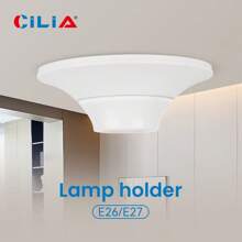 CILIA 2pcs E26/E27 Lamp Holder - Durable Bulb Socket Base,Light Socket With Grounded Base,Roundness Ceiling Wall Fixing Holder,White/Black