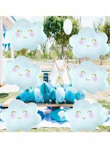 6 件装云朵气球蓝色云朵铝箔气球适用于婴儿洗礼云朵生日主题派对装饰用品 - 彩色 - 查看 2