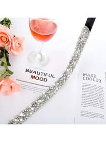 Cinturón de novia de boda con cristales de strass hecho a mano para mujeres, cinturones de cristal brillante, cinta con brillo para vaqueros, vestidos, Halloween - Blanco - Ver 10