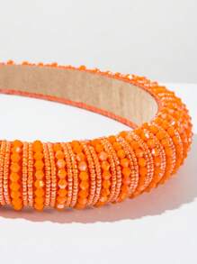 1 pieza Elegante aro para el cabello hecho a mano con cuentas de cristal, de unicolor, estilo coreano, elegante, versátil para fiestas, accesorio de pelo de alta calidad, diadema