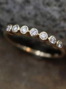1pc 925 Sterling Silver Luxury Round Zirconia Encrusted Classic Jewelry, Wedding Proposal Gifts For Her