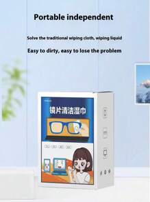 100 Pieces Of Disposable Lenses And Lens Cleaning Wet Wipes, Anti-Fog Glasses Cloth, Mobile Phone Screen, Glasses Wipe Pattern Random